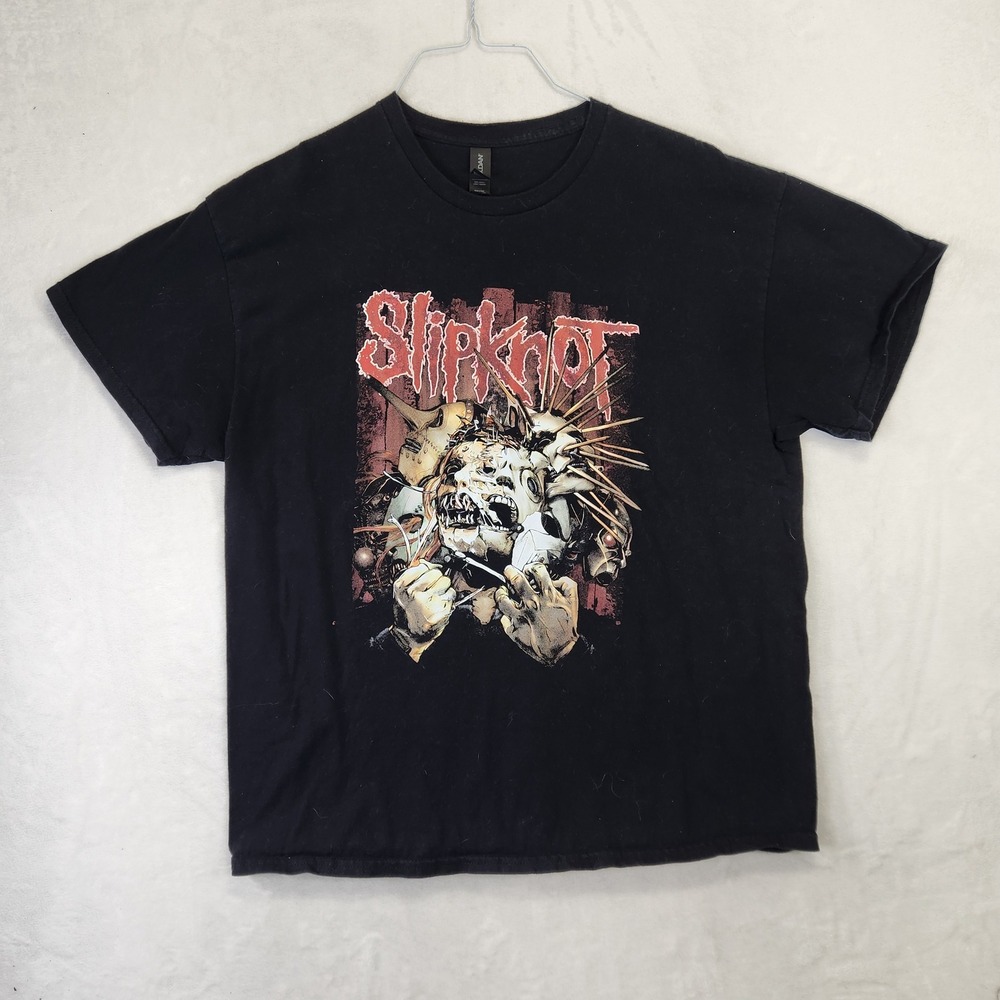 Slipknot Band Graphic T-Shirt Mens XL Black Gildan Heavy Cotton Short Sleeve Tee